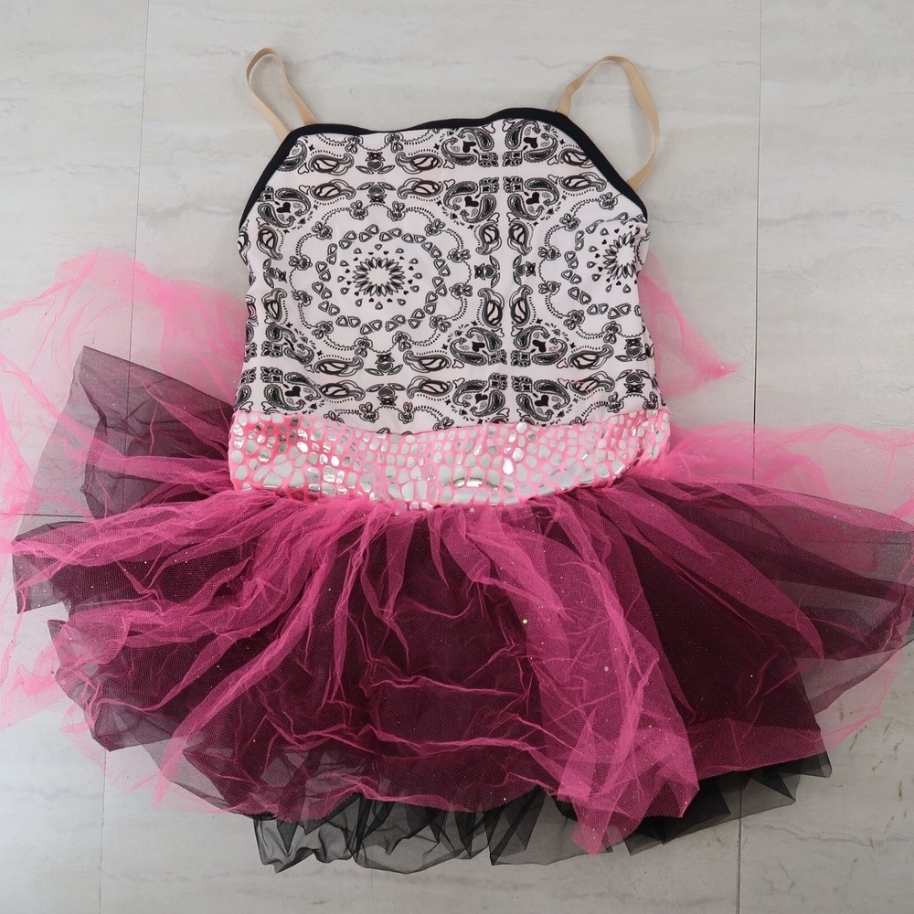 Weissman Dance Costume Girls Size MC Black White Pink‎ Tutu